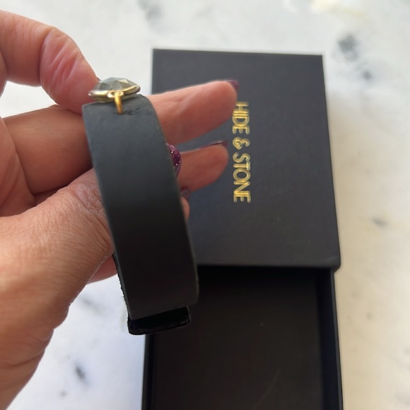 Black Leather Bracelet with Labrodite Gemstone NWOT - Picture 11 of 11